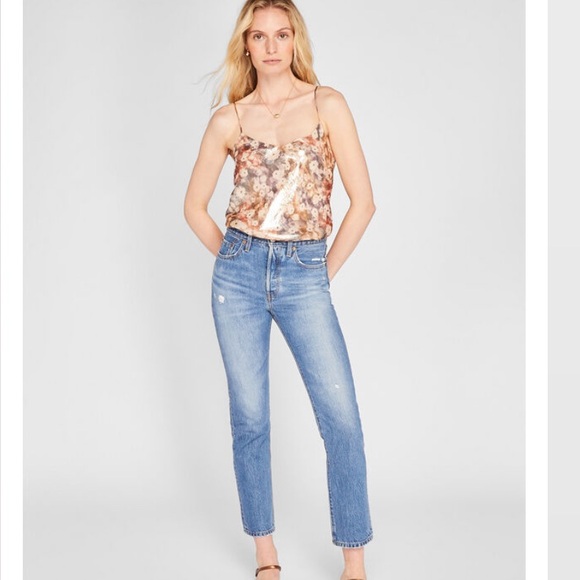 Club Monaco Sunset Floral Kora Cami Chemise Shimmer Size X-Large, NWT - Picture 3 of 9